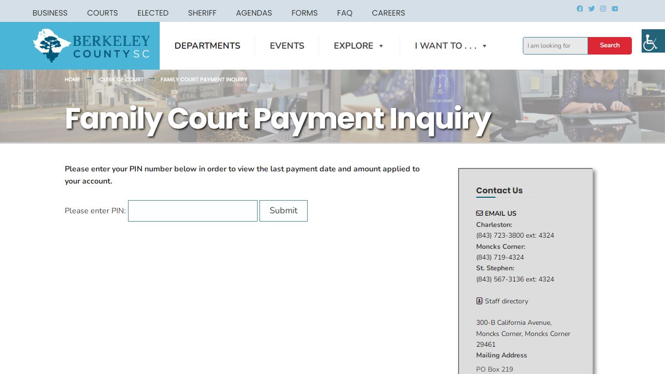 Family Court Payment Inquiry – Berkeley County Website